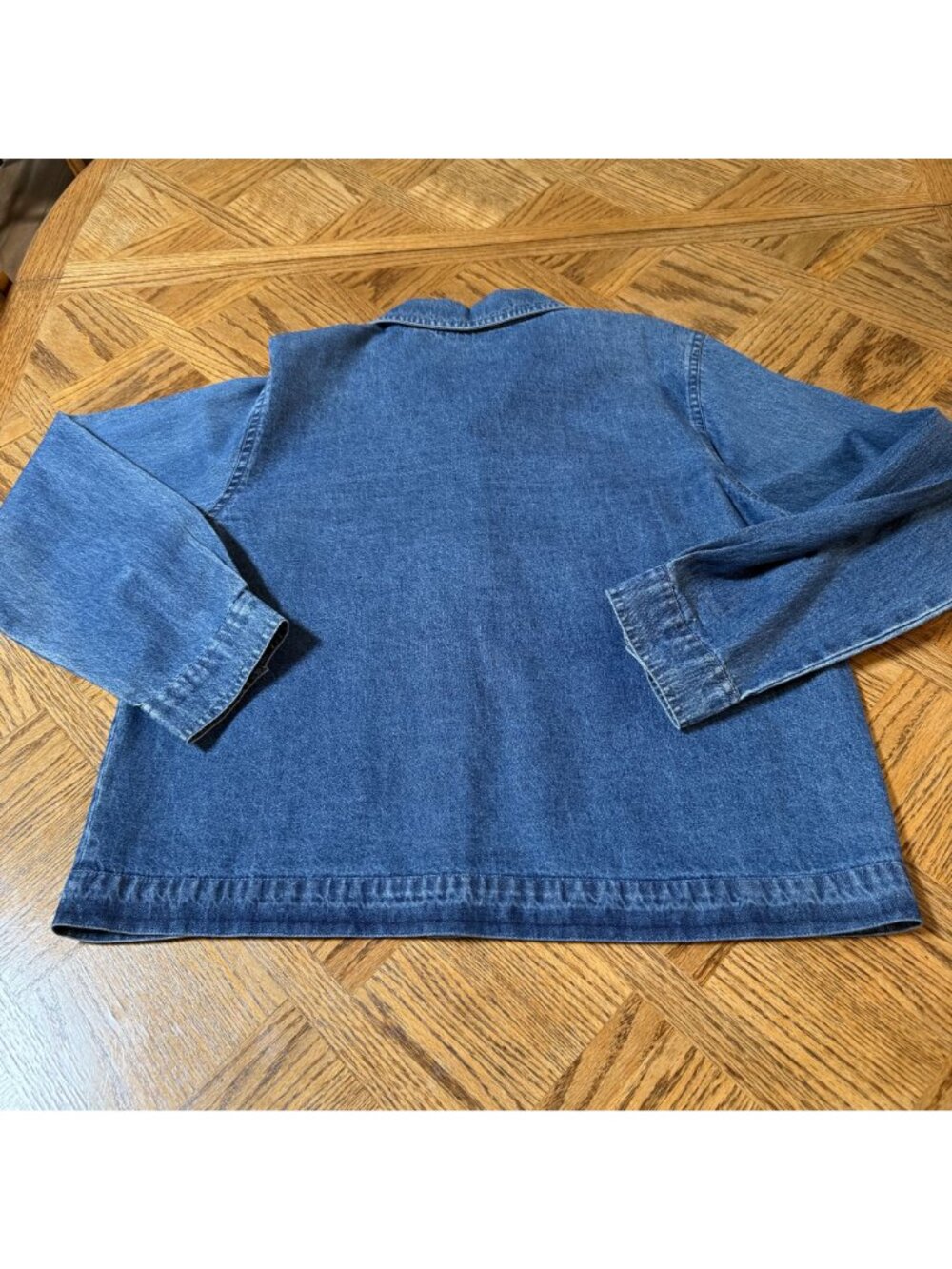 Floral Embroidered Denim Jumper Dress & Button-Up Jacket Set Large Cotton - Picture 13 of 13